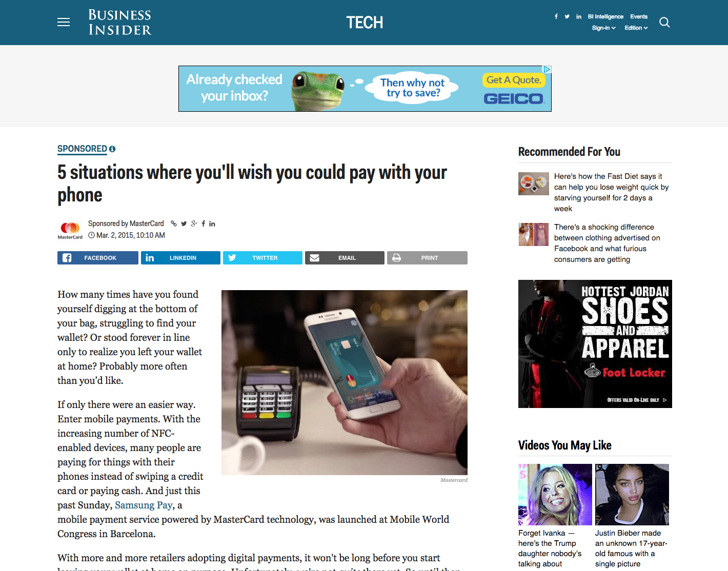 single page ad